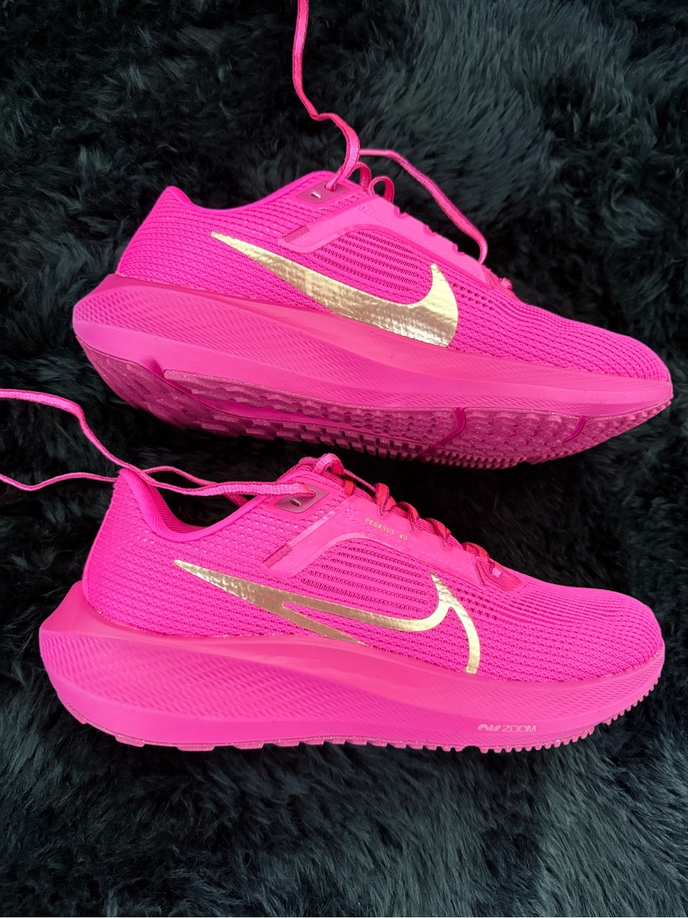 Nike women Pegasus Hot Pink Sneakers with Gold Swoosh